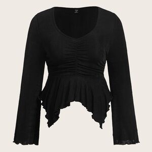 Black Flare Sleeve Top